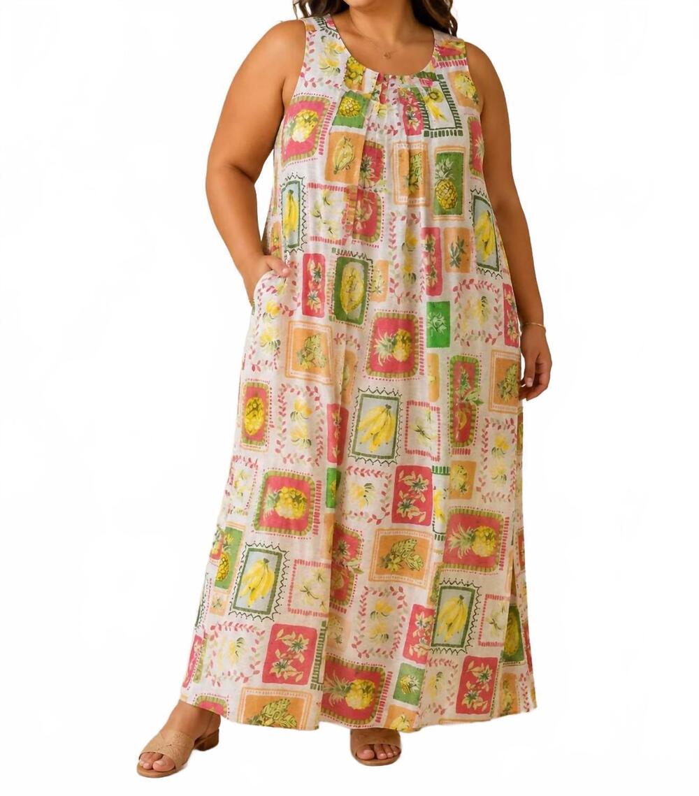 NEW SPIN sleeveless maxi dress in blue garden breeze